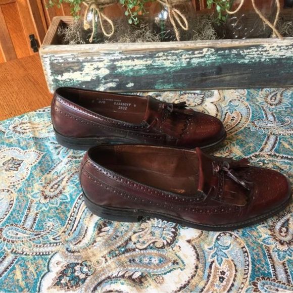 Hanover Masterflex Tassled All Leather wingtip Kiltie Cordovan loafer 8 burgundy - Picture 3 of 8